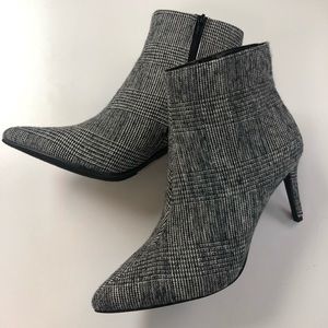 Black & White Plaid Ankle Boots
